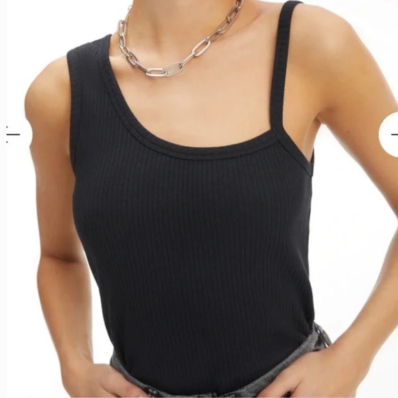 Good American Tops - Good American Asymmetrical Rib Tank Top 1/Small